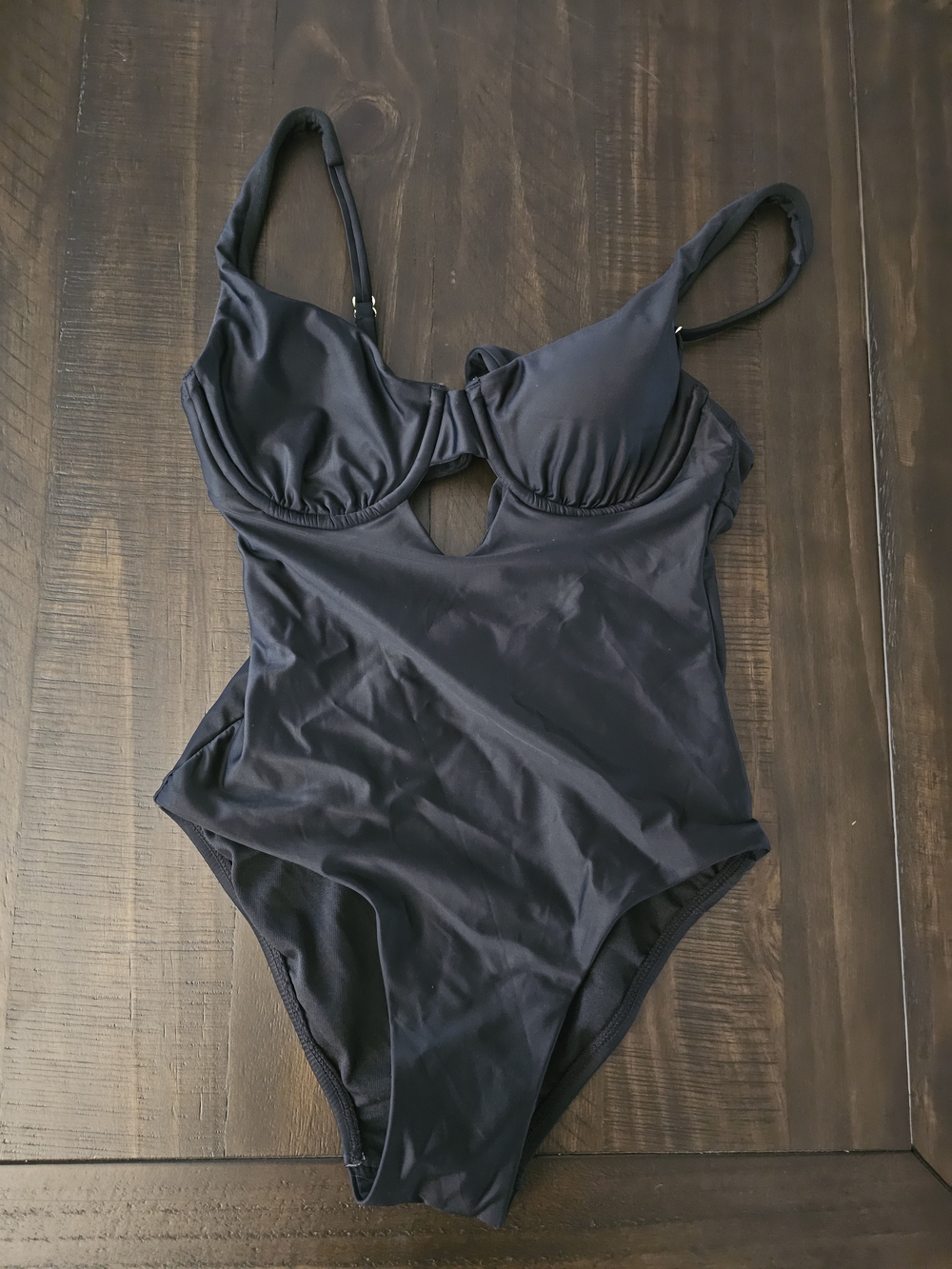 No Boundaries Black One-Piece Swimsuit with Underwire and Cutout